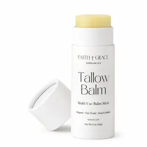Faith + Grace Organics Tallow Balm Stick Moisturizer Lip Balm Multi-Use Handcrafted Organic Fair Trade 2 oz