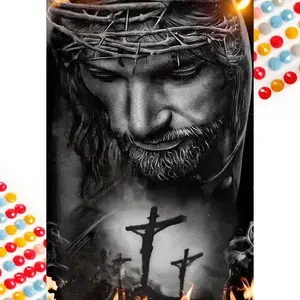 Jesus Cross Pattern DIY Diamond Arts Colorful Painting Kit Without Frame, DIY 5D Diamond Arts Colorful Painting Kit, Wall Art Decor for Home, Cross Art Decoration, Handcraft