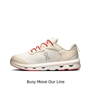 Unisex Cream White Red Two-Tone Running Sneakers Lightweight Breathable Mesh Upper Square Hollow Cutout Shock Absorbing Thick Rubber Outsole Outdoor Jogging Fitness Daily Walking Athletic Shoes