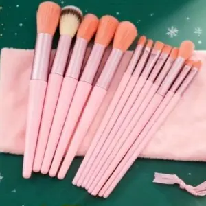 13-Pack Soft and Fluffy Makeup Brush Set - Professional tools for foundations, puffs, eyeshadows and blends. Pink brushes for all skin types are a beauty must-have, perfect for parties and everyday use