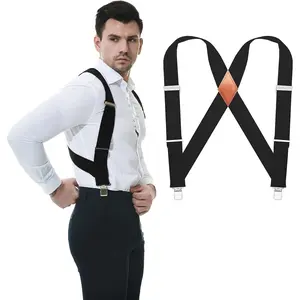 Side Clips Suspenders for Men Heavy Duty 2" Trucker Style Work Suspender