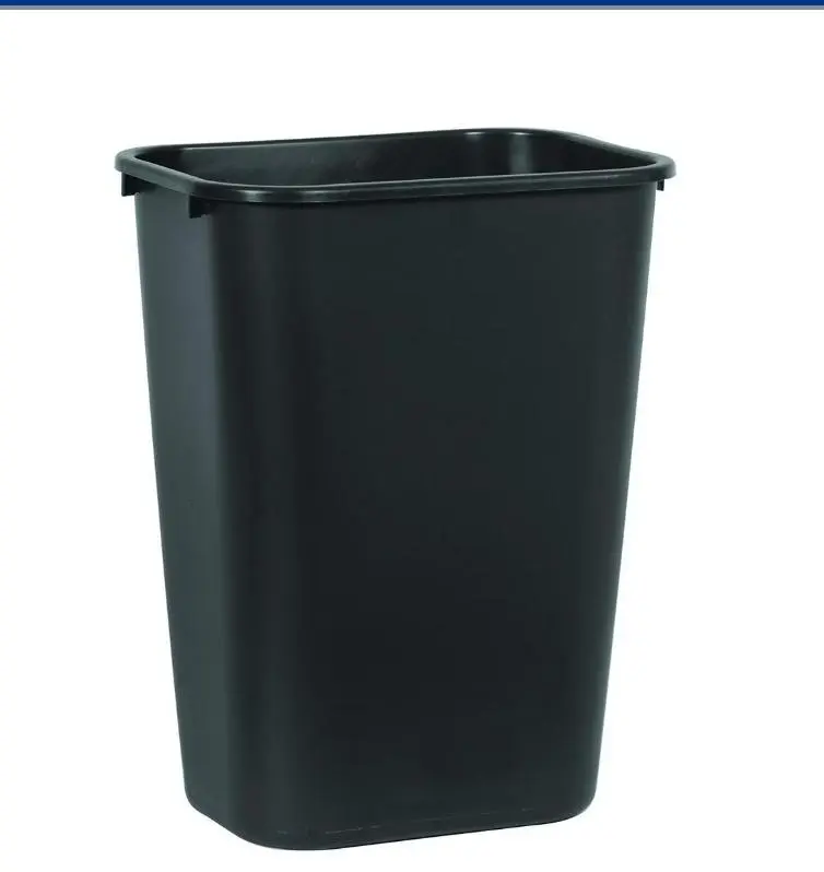 Rubbermaid Indoor Open-Top Trash Can - 10.38 Gal Black Plastic Rectangular Garbage Bin for Home Care Use