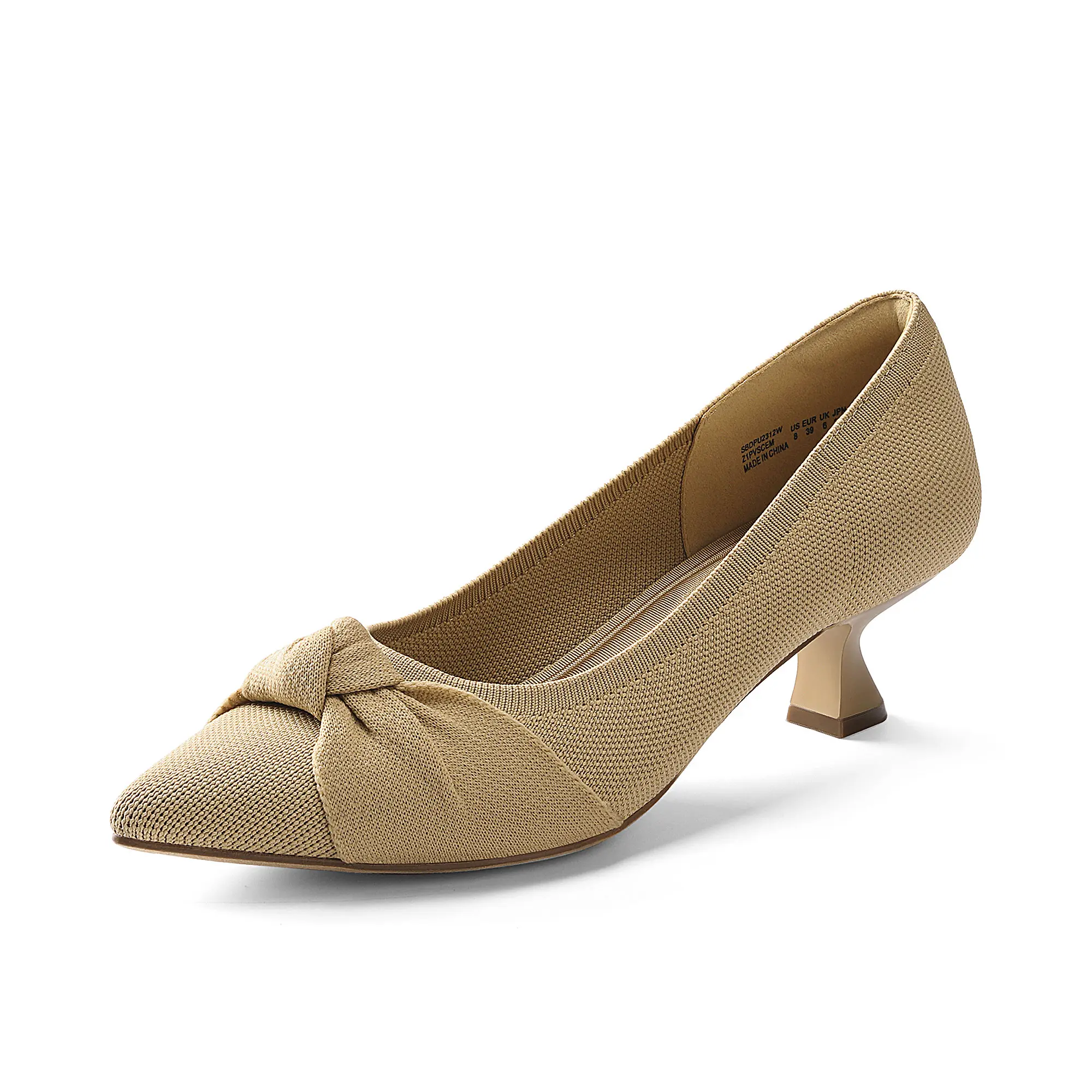 Dream Pairs Women's Stylish Fashion Heeled Pumps - Knitted Pointed-Toe Kitten Heels with Comfort Padded Insole, Bow Accent, Footwear, Elegant, Shoe, Casual, Heels For Women, Classy, Design, Comfortable Heels