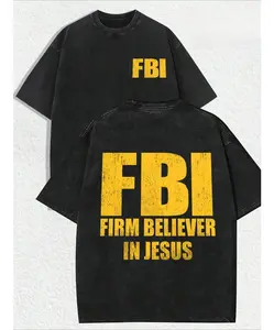 FBI Firm Believer In Jesus Graphic T-Shirt, Retro Religious Typographic Tee, Vintage Distressed Streetwear, Unisex Casual Everyday Shirt, Gift for Friends & Family