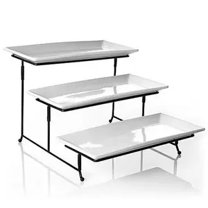 Gibson Elite Gracious Dining 3-Tier Plate Set with Metal Stand