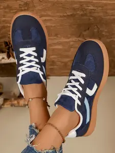 Classic German Training Shoes for Women, Fashionable Large Size High Aesthetic Casual Sports Sneaker Single Shoe, Stylish Colorblock Flat Sole Casual Sneakers