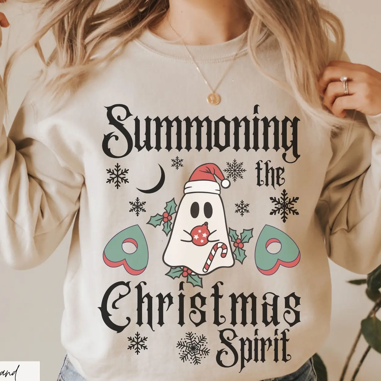 Summoning the Christmas Spirit Sweatshirt, Funny Creepmus Shirt, Gothic X-Mas Crewneck Hoodie, Witchy Clothing, Goth Christmas Sweater Z