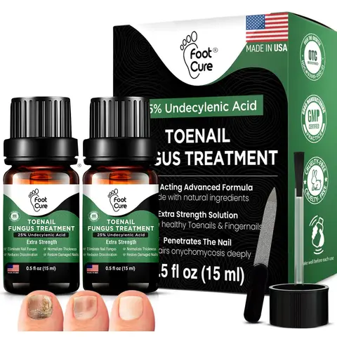 Foot Cure Extra Strength Nail Care Solution – 25% Undecylenic Acid, Nail Softening & Conditioning for Fingernails and Toenails, 15 mL