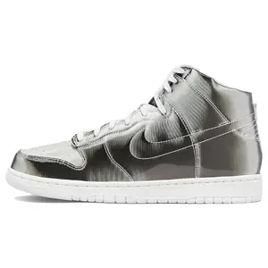 CLOT x Nike Dunk High "Flux" Sneakers for Men and Women with Liquid Silver Finish