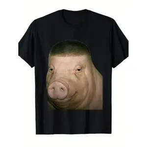 🐷[Graphic Tee]Funny John Pork Fade Haircut Design T-Shirt – Hilarious and Unique Graphic Tee for Men, Casual Short Sleeve Crew Neck Shirt, Perfect for Meme Lovers, Trendy Fashion Enthusiasts, Daily Wear, Street Style, and Humor-Focused Outfits