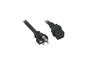 Nippon Labs 12 AWG AC Power Cord NEMA 5-20P To C19,  SJT, 20A/250V, NEMA 5-20P to IEC-60320-C19, Black 10ft. Power Cable