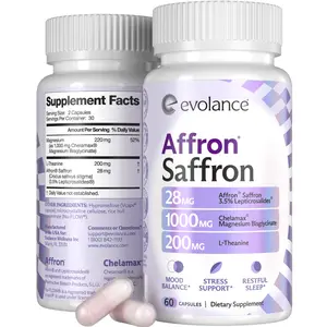 Evolance Calm + Rest - Saffron, Magnesium, & L-Theanine Supplement for Sleep & Calm Support, 60 Veg Capsules