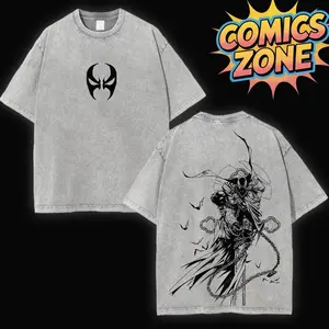 [Comics Zone] Hell Soldier Spawn 2.0 Retro Oversized Heavyweight Cotton Vintage Washed Tee, Comics Superhero Shirt, Classic Movie Lover T-shirt, Movie Buff Tee, Film Fan Gift, Vintage Film Buff Gift Shirt For Superhero Fan Menswear Top WUW