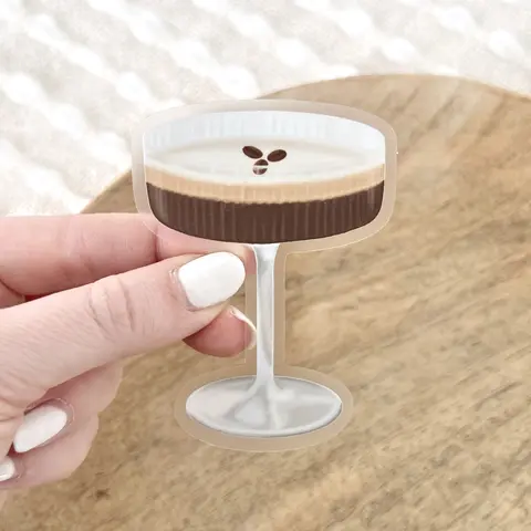Elyse Breanne Design Espresso Martini Vinyl Sticker - 3.1x2.4in Waterproof Durable Decal for Cars, Made for Cars, Bottles & More, Residue-Free Lift, Swap Anytime, Dishwasher Safe Removable Decal