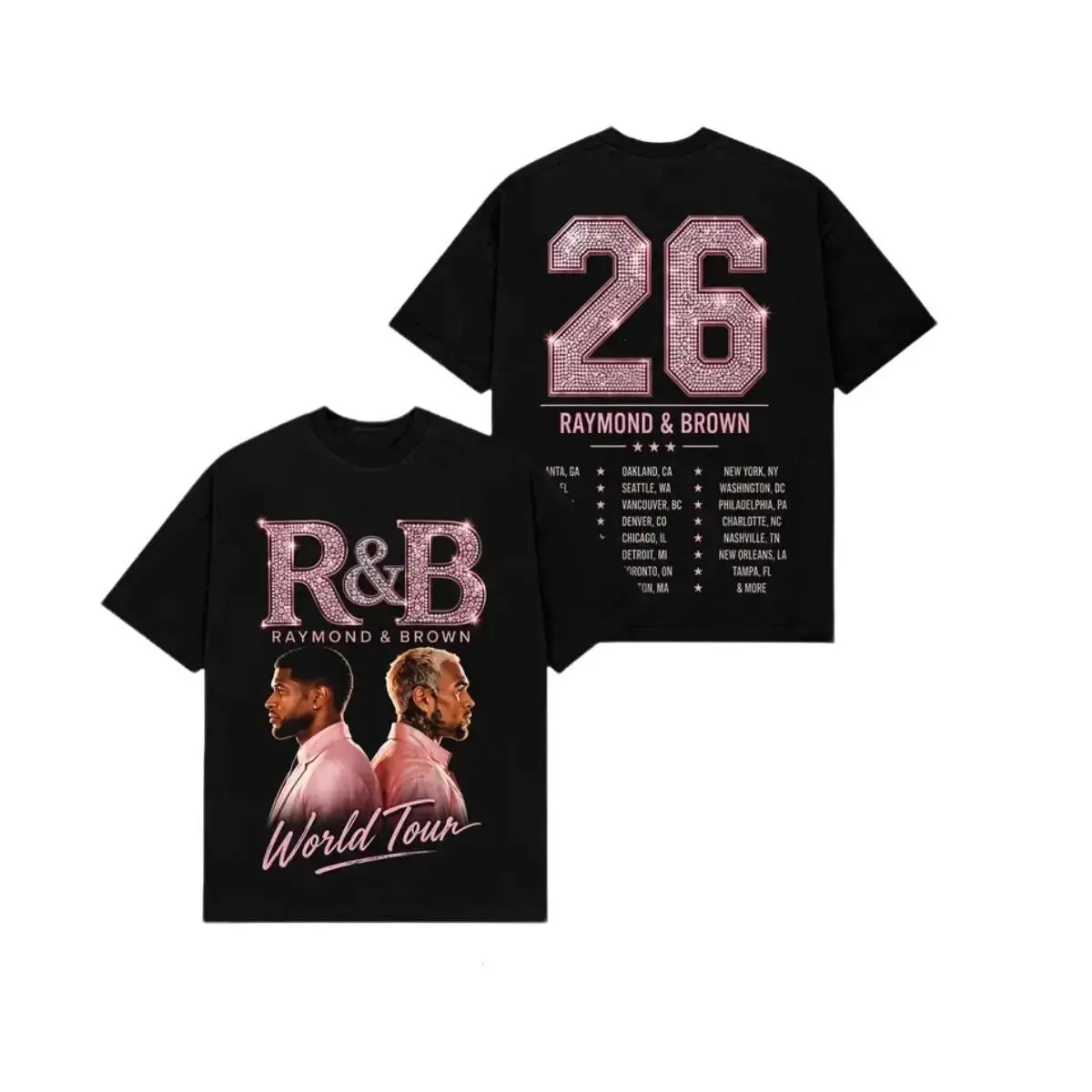 [FREE SHIP] Ch.Brown Usher Raymond The R&B Tour 2026 Unisex Tee