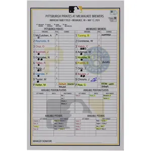Jackson Chourio Milwaukee Brewers Autographed Game-Used Lineup Card vs. Pittsburgh Pirates on May 13, 2024 - Fanatics Authentic Certified