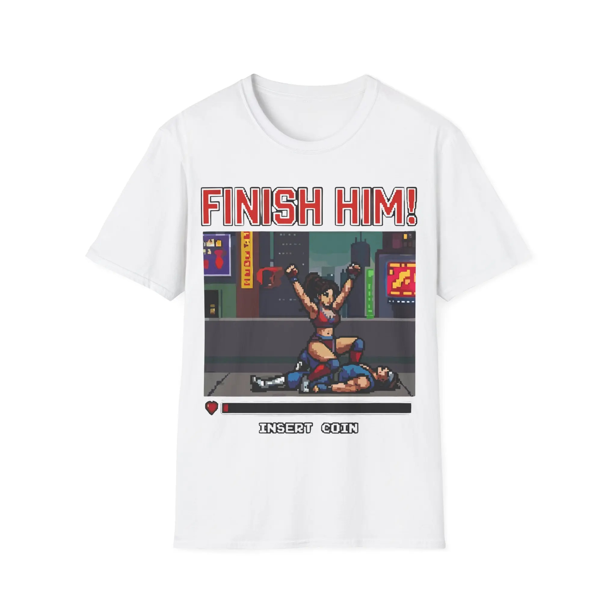 Finish Him! Retro Pixel Fighting Game T-Shirt