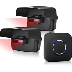 Driveway , Outdoor Weatherproof Motion Sensor & Detector with 600ft Range, Microwave    Alert System for Driveway/Garage/Indoor/Outdoor (1 Receiver+2 Sensors)