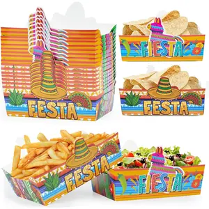 24 count Mexican  Paper Trays Candy Chips Popcorn Disposable Trays Mexican Theme Birthday Party Supplies