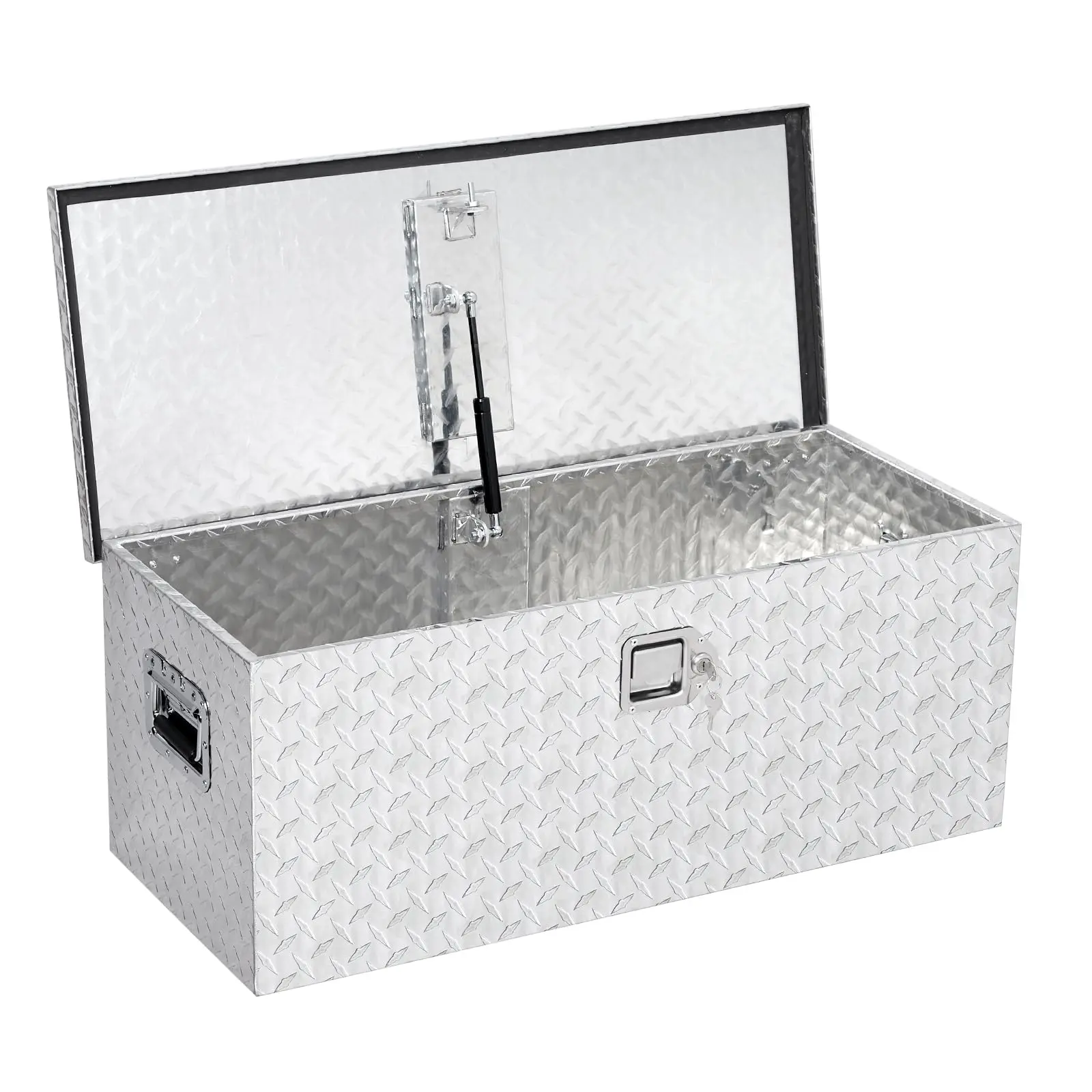Heavy Duty Aluminum Weatherproof Tool Box Organizer, 36x15x15in/15x15x30in Truck Bed Chest with Lock & Keys, Gas Strut Lid, Side Handles for Pickup, Trailer – Mechanic Tool Storage, Durable Storage Toolbox