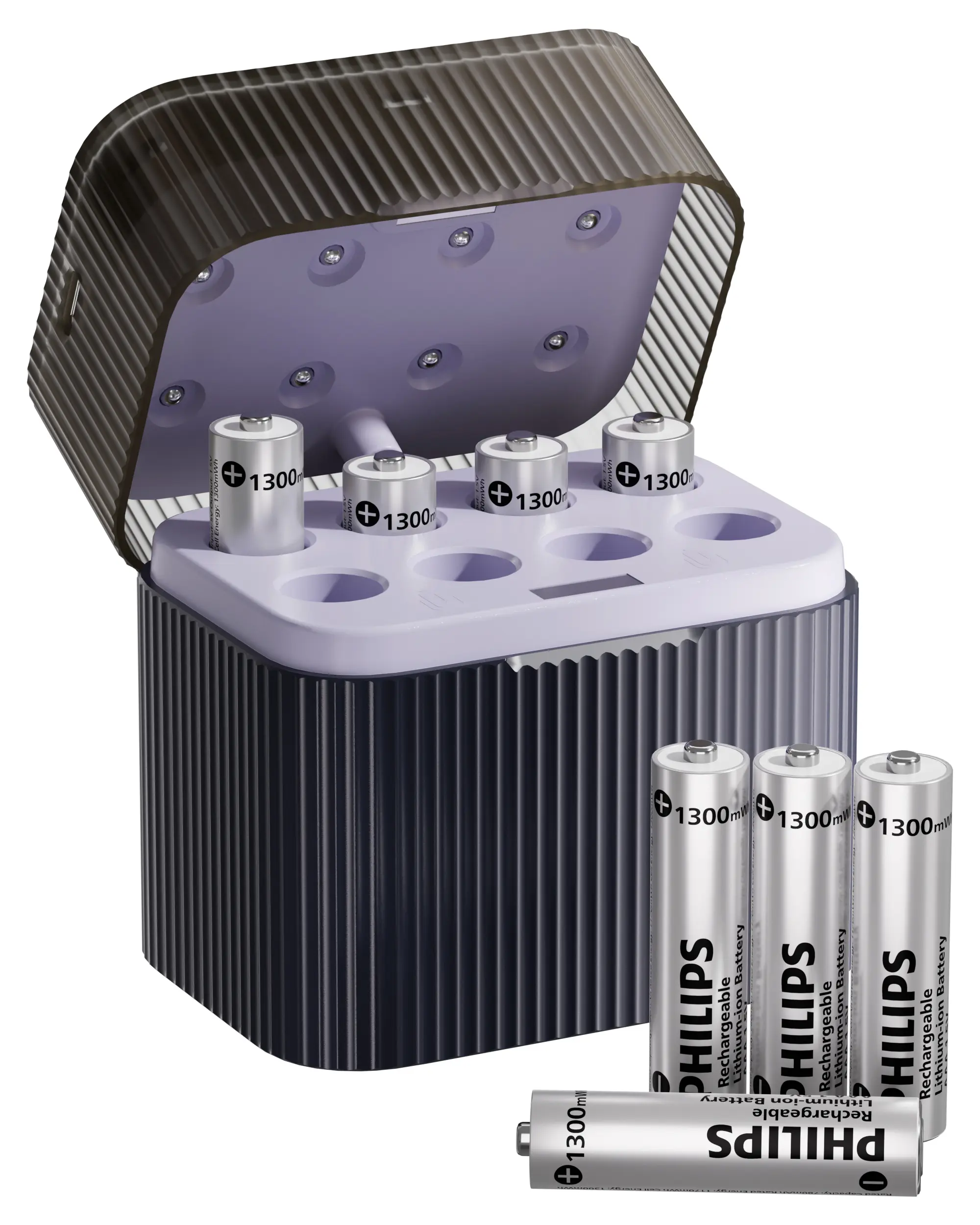 Philips Rechargeable AAA Lithium Batteries 8 Pack 1.5V 1300mWh for Remote Control Keyboard Charging Protection