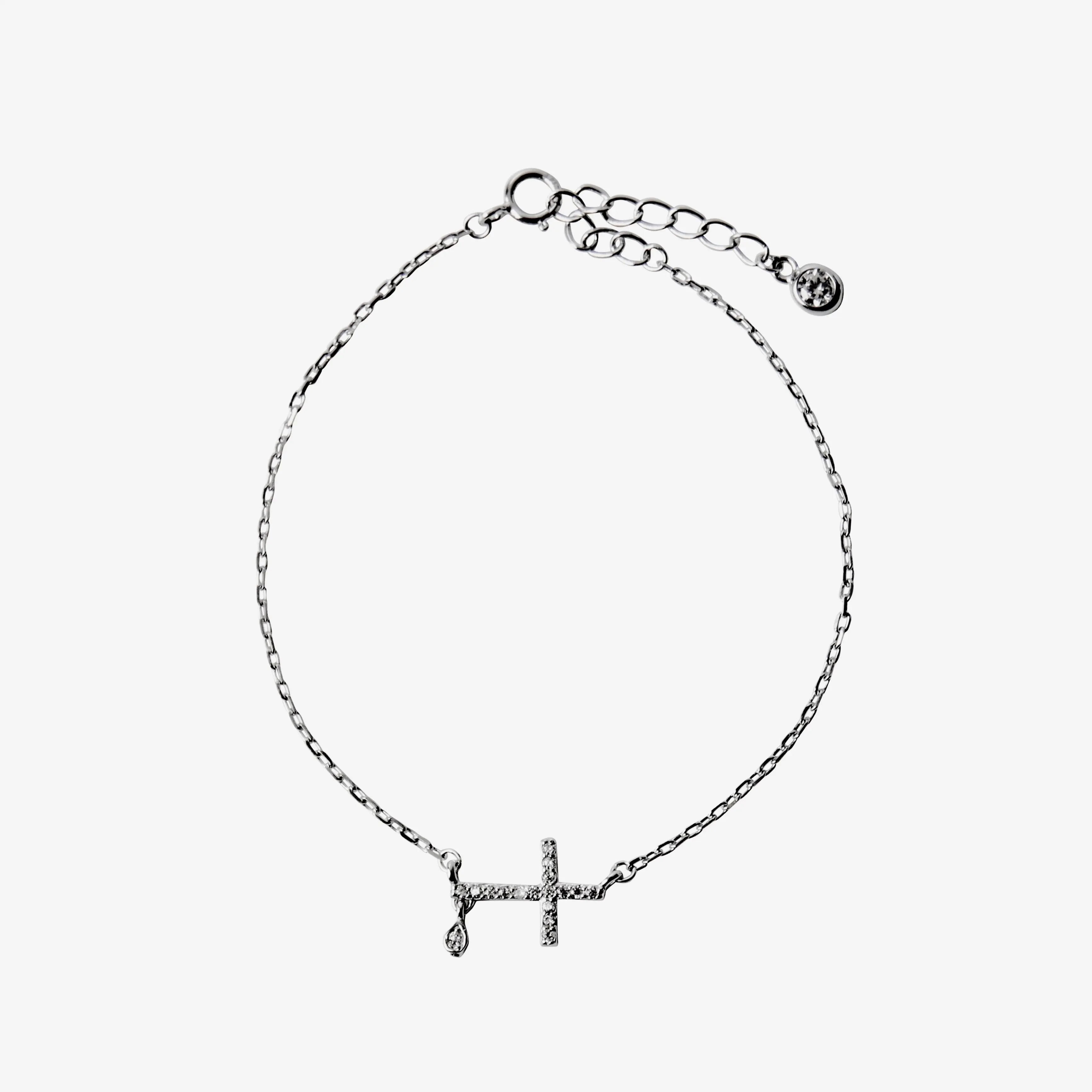 Tiny Sideways Cross Bracelet