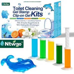 Toilet Cleaning Gel Stamp Set, No Brush Needed, Effortless Cleaning, Long-Lasting Scent, 5 Fragrances, Dolphin Shape Strong Cleansing Deodorizing