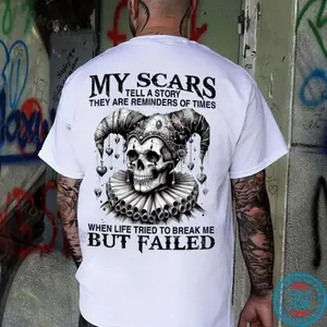MY SCARS TELL A STORY Skeleton Joker Print Men's T-Shirt