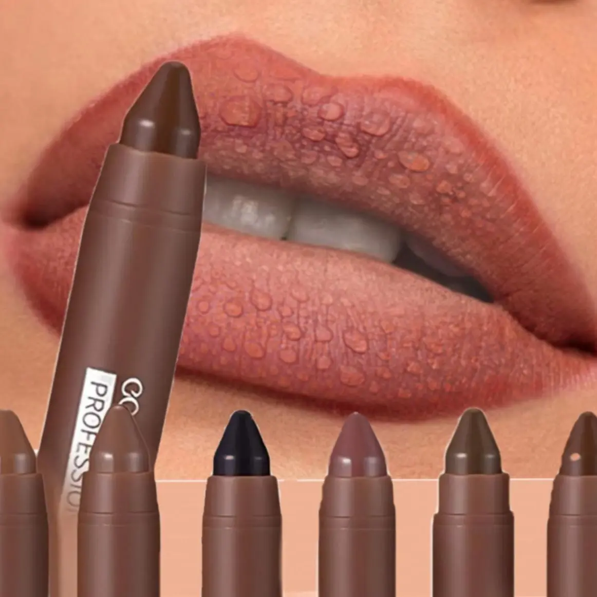 4 Pcs Matte Lip Combo Set | 90s Brown Nude Lipstick & Liner Duo | Waterproof Long-Lasting Chocolate Lip Kit | Smudge-Proof Lip Contour for All Skin Tones