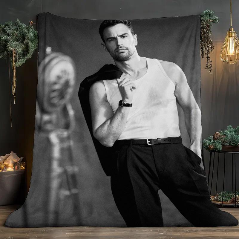 Theo James Theme Print Soft and comfortable home blankets, small throw blankets, nap blankets, perfect Christmas gifts for friends and besties. Super soft heat-pressed blankets. P251223100
