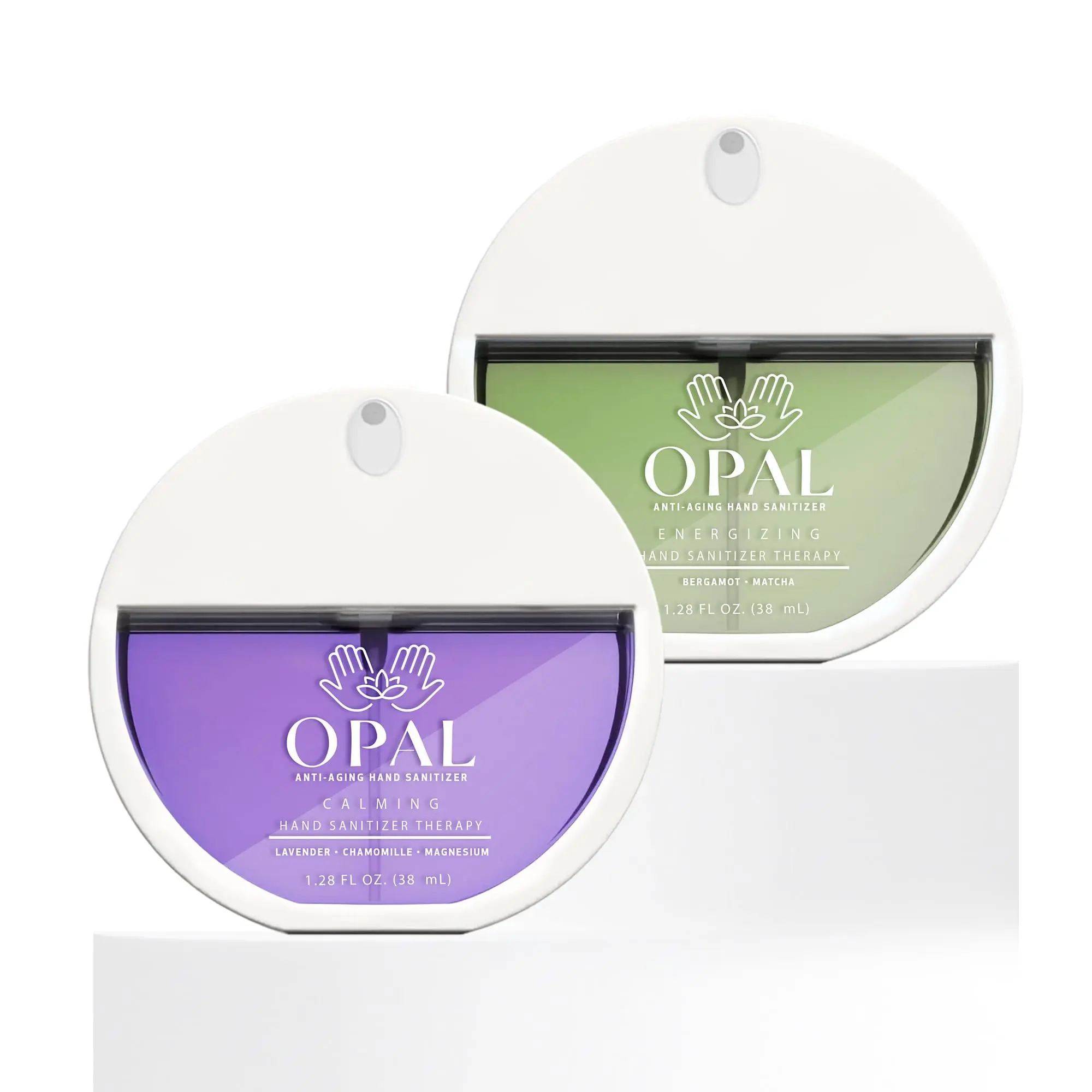 Opal Alcohol-Based Travel Size Pocket-Purse Spray Hand Sanitizers Kit - 1.18 fl oz (30ml) Dual Scented Multi-Pack, Hydrating Hyaluronic Acid, Skin-Safe, Lavender-Chamomile-Magnesium & Bergamot-Matcha Lavender Scent Mood Therapy, Daily Care, Spray Bottle,,