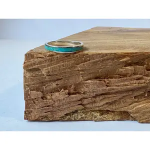 Turquoise Wedding Band 2mm - Sterling Silver