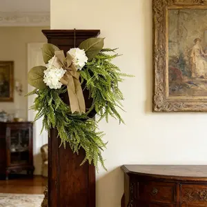 Rustic Boho Floral Wreath, Natural Farmhouse Style, Plastic Material, Faux Floral Garland, Holiday Decor, Front Door & Wall Decoration, All Seasons