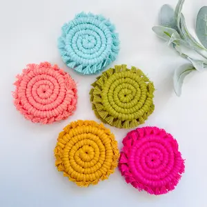 Colorful Vibrant Macrame Car Coaster Set - Boho Handmade Gift for Her, Perfect for Personalizing Your Vehicle new