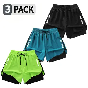 3-Pack Men’s Double-Layer Athletic Shorts – Lightweight, Breathable Lined Shorts for Fitness, Running, Training, and Casual Wear