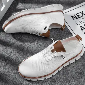 Men's Trendy Breathable Woven Walking Shoes With Adjustable Draw String, Casual Outdoor Lightweight Business Shoes