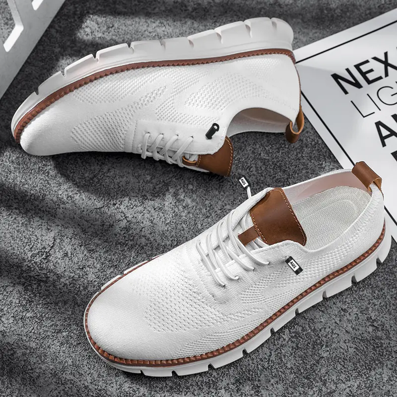 Men's Trendy Breathable Woven Walking Shoes With Adjustable Draw String, Casual Outdoor Lightweight Business Shoes