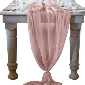 10ft Dusty Rose Chiffon Table Runner 29x120 Inches Wedding Runner Sheer Thanksgiving Christmas Bridal Shower Decorations ceramic tree discoball decor birthday centerpieces