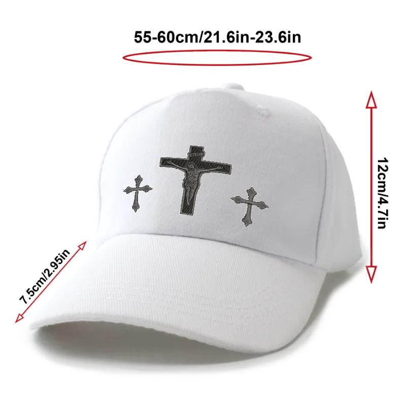 Cross & Jesus Printed pattern Men's and women's Hat - Religious Faith Baseball Cap, Spiritual Streetwear,Perfect Gift