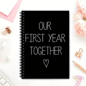 Spiral Notebook, Our First Year Together Lettering Notebook, Commemorative Love Diary for Exchanging Notes Between Couples, Gift for Couple, Spiral Notebook Journal, Spiral Coil Notebook