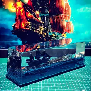 Ghost Ship Unsinkable Black Pearl Ship Bottle Liquid Liquid Drift Bottle Living Room Decoration Acrylic Gift Buoy, Suitable for Car Center Console, Home Decoration and Souvenir Gifts Figurine Ornaments