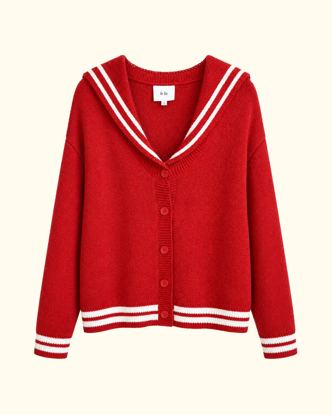 Sailor Collar Sweater Red White