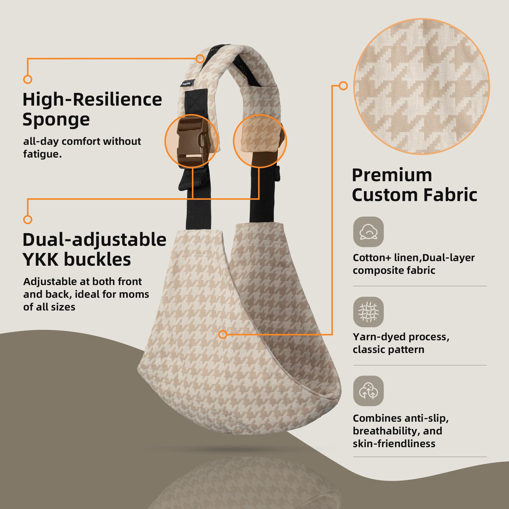 LUJIFO Chic Houndstooth Side Baby Carrier - Premium Cotton Linen Toddler Sling