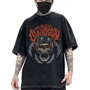Vintage American Motorcycle T-Shirt with Skull Lightning Design, Unisex Tee for Harley Davidson Fans, Perfect for Daily Wear and Cycling
