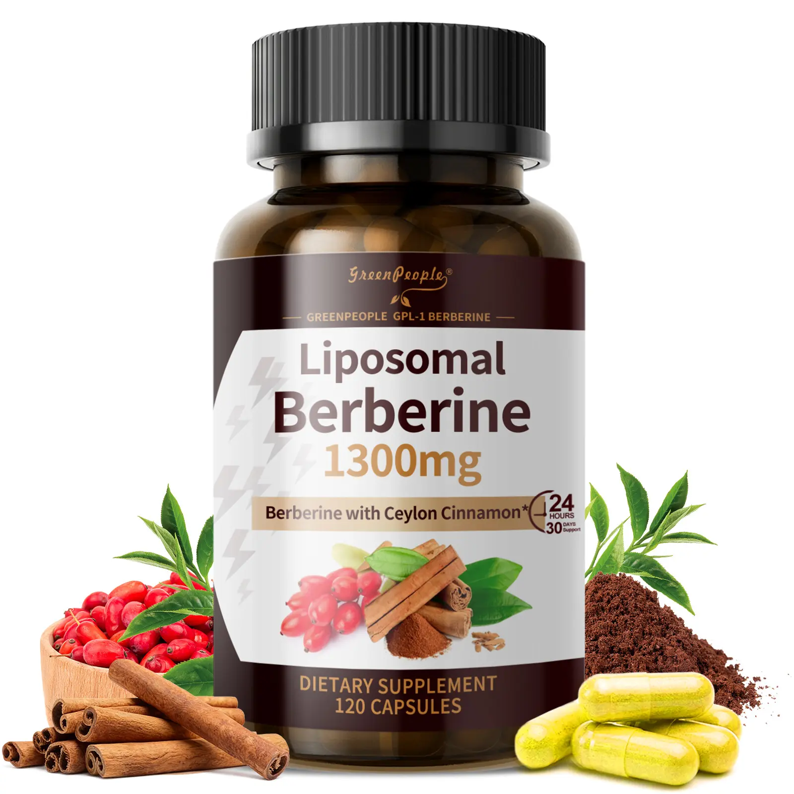 Liposomal Berberine Supplement 1300mg with Ceylon Cinnamon | 90 Veg Caps | AMPK and PPAR Activator for Metabolic, Digestive, Immune Support, 10X Absorption, 95% Pure and Gentle, Non-GMO, Gluten Free