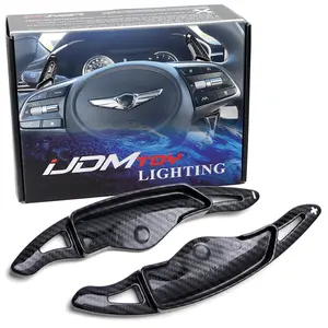iJDMTOY Twill-Weave Carbon Fiber Pattern/Style Larger Paddle Shifter Extensions For Hyundai 2018-2022 Genesis G70, 2020-2023 Sonata, 2021-2023 Elantra, 2022-23 Tucson