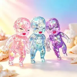 glitter human squish gadget, transparent figurine squeeze decor,sparkle filled squeeze accessory, novelty translucent fidget gift, tabletop glitter ornament, soft kneading stress gadget