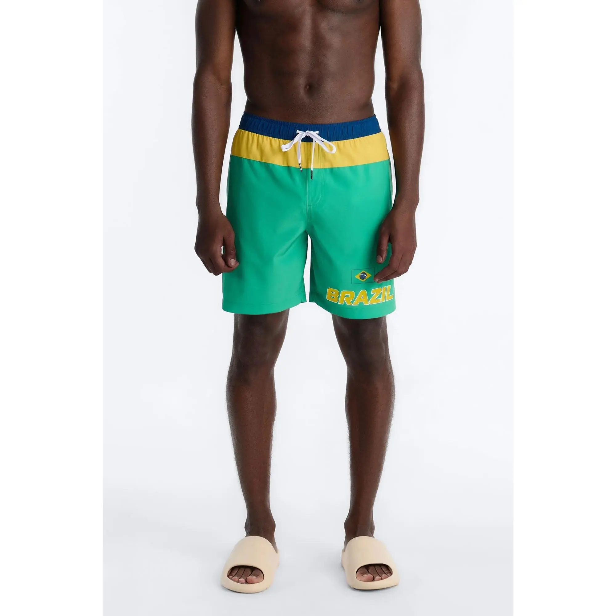 Brazil International Printed Swim Trunk 7″ - Green