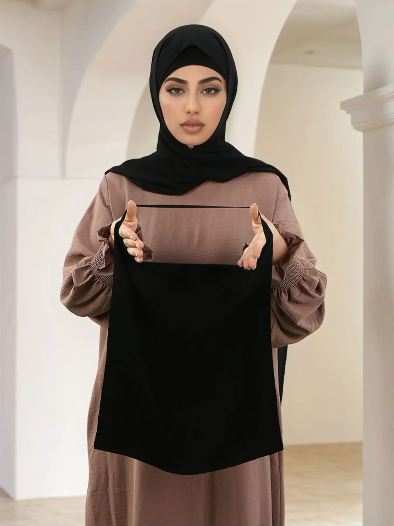 Women's Plain Color Breathable Quick-Dry Lace-Up Niqab Mask, Soft Comfortable Woven Fabric, Ideal for All Seasons & Modest Dresses