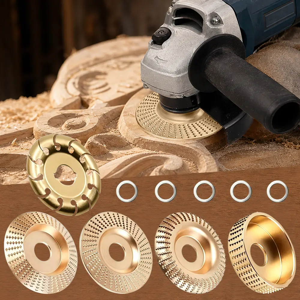 5 piece Angle Grinder Polishing Pad Grinder Cutting Wheel Attachments Heavy-Duty Wood Carving Disc Tungsten Carbide Wheel Tools